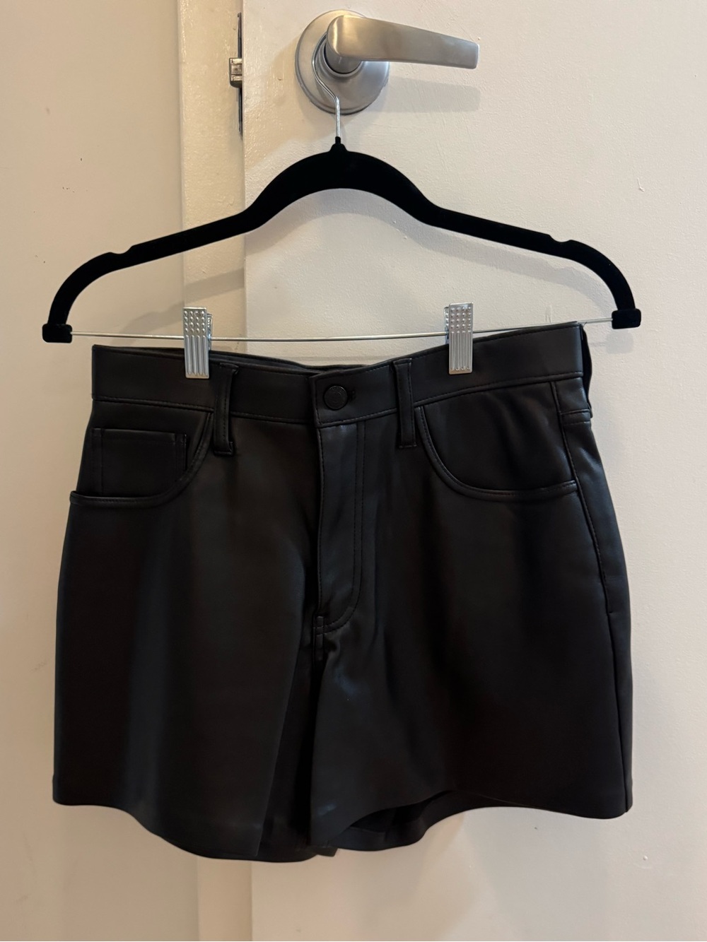 Abercrombie & Fitch Black Faux Leather High-Waist Shorts